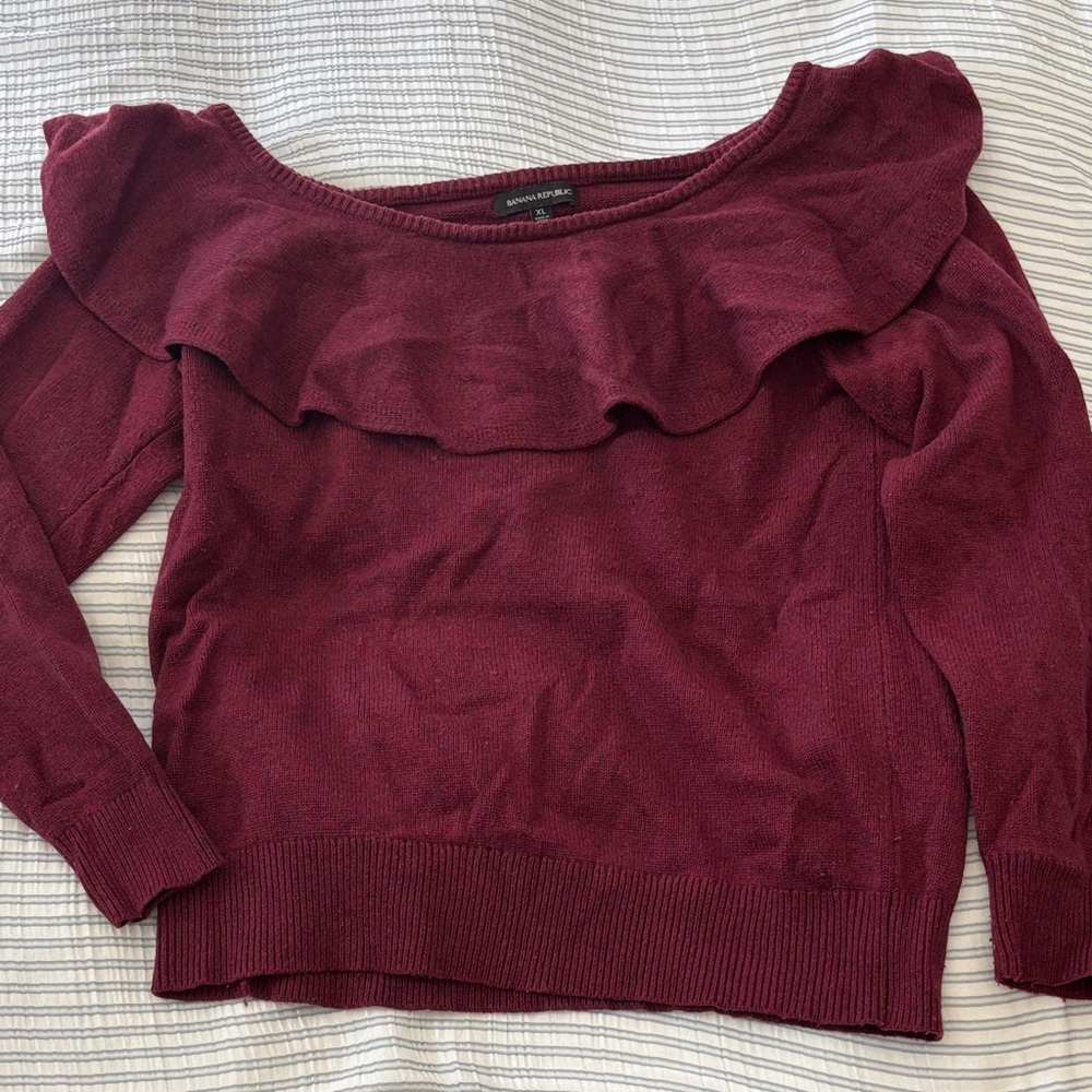 Banana Republic Wine Off-the-Shoulder Sweater